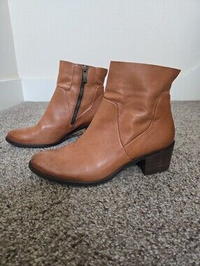 Paul Green Nelly Ankle Boot Women's US 7/UK 4.5 Cognac Brown Ankle Zip